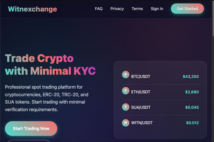 Witnexchange - Minimal KYC Crypto Exchange